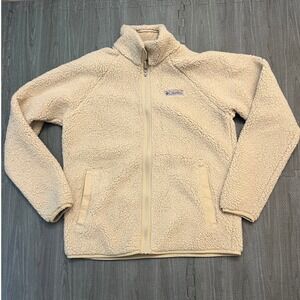 Columbia Sherpa Fleece Jacket Full Zip Cream Beige Men's Size M